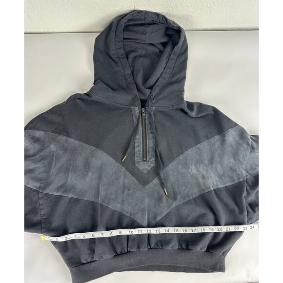 Pink Victoria's Secret Size Medium Two-tone Gray Cropped Hoodie Baggy Loose Fit - Picture 8 of 9